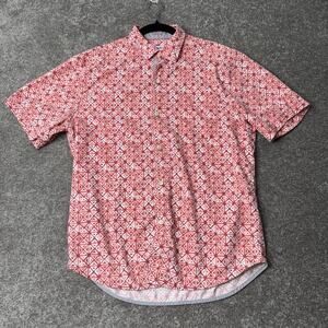 Tommy Bahama Men’s Silk‎ Blend IslandZone Shirt Size M Red Geometric Print